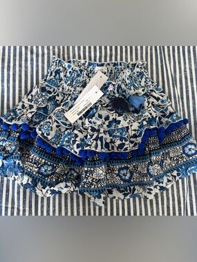 Poupette St. Barth Blue Celery Ariel Ruffled Skirt